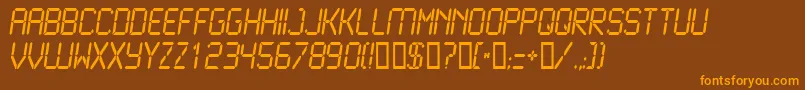 Lcd2Normal-Schriftart – Orangefarbene Schriften auf braunem Hintergrund