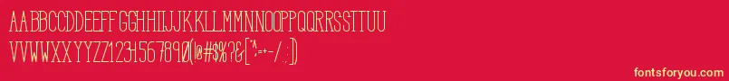 HbmSerenitySerifTitle-fontti – keltaiset fontit punaisella taustalla