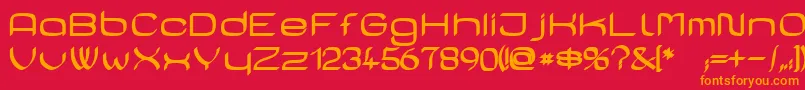 CasaSansFettig-Schriftart – Orangefarbene Schriften auf rotem Hintergrund