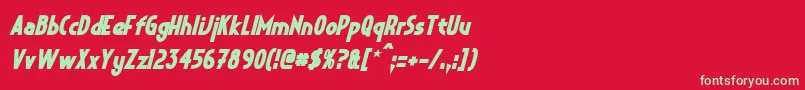 フォントCrystalDecoBoldItalic – 赤い背景に緑の文字