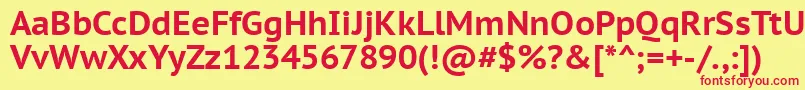 Czcionka PtSansCaptionBold – czerwone czcionki na żółtym tle