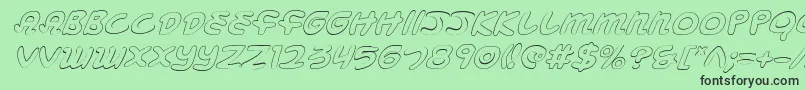 Fonte MagicBeansOutlineItalic – fontes pretas em um fundo verde