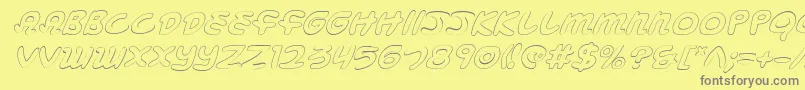 MagicBeansOutlineItalic-fontti – harmaat kirjasimet keltaisella taustalla