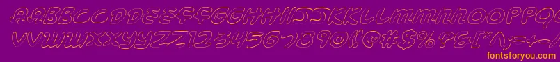 Fonte MagicBeansOutlineItalic – fontes laranjas em um fundo violeta