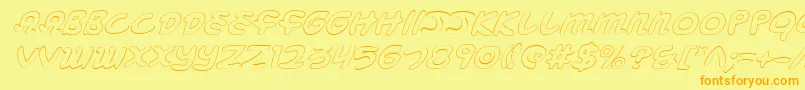 MagicBeansOutlineItalic-Schriftart – Orangefarbene Schriften auf gelbem Hintergrund