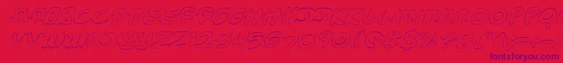 Fonte MagicBeansOutlineItalic – fontes roxas em um fundo vermelho