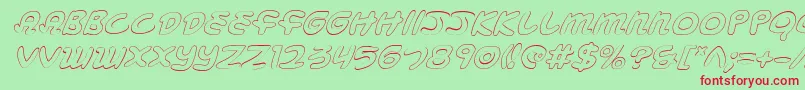 Czcionka MagicBeansOutlineItalic – czerwone czcionki na zielonym tle