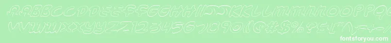 Fonte MagicBeansOutlineItalic – fontes brancas em um fundo verde