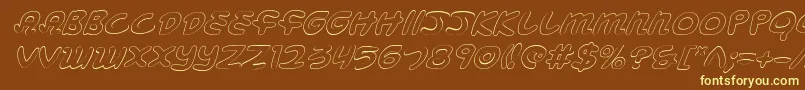 MagicBeansOutlineItalic-fontti – keltaiset fontit ruskealla taustalla