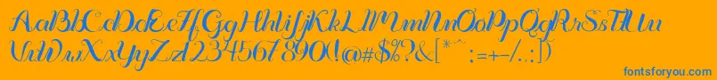 Vignette-Schriftart – Blaue Schriften auf orangefarbenem Hintergrund