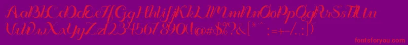 Vignette-Schriftart – Rote Schriften auf violettem Hintergrund