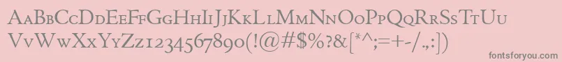 GriffoclassicoSmallcaps-fontti – harmaat kirjasimet vaaleanpunaisella taustalla