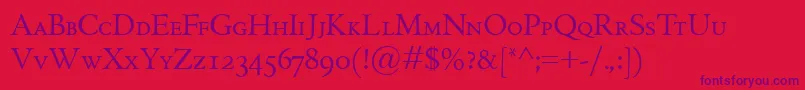 フォントGriffoclassicoSmallcaps – 赤い背景に紫のフォント
