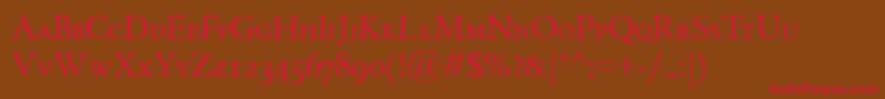 GriffoclassicoSmallcaps-Schriftart – Rote Schriften auf braunem Hintergrund