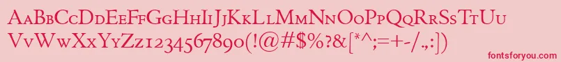 Fonte GriffoclassicoSmallcaps – fontes vermelhas em um fundo rosa