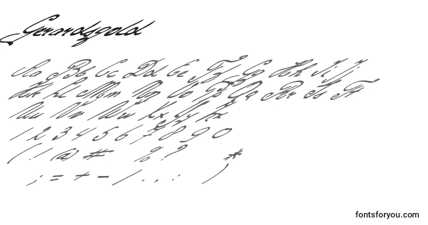 Шрифт Gerardsgold – алфавит, цифры, специальные символы