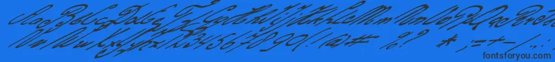 Gerardsgold-Schriftart – Schwarze Schriften auf blauem Hintergrund