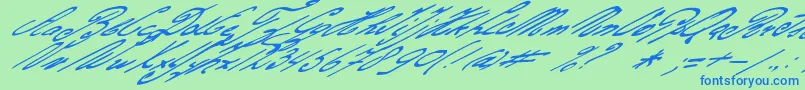 Gerardsgold-Schriftart – Blaue Schriften auf grünem Hintergrund