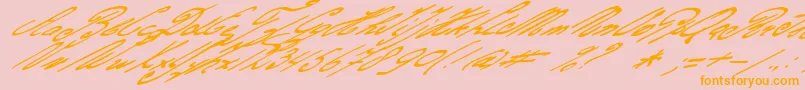 Gerardsgold-Schriftart – Orangefarbene Schriften auf rosa Hintergrund