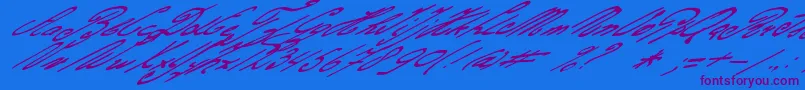 Gerardsgold-Schriftart – Violette Schriften auf blauem Hintergrund