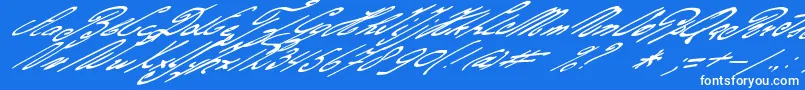 Gerardsgold-Schriftart – Weiße Schriften auf blauem Hintergrund