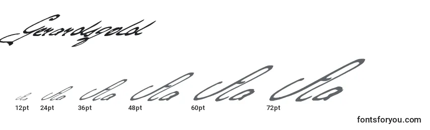 Размеры шрифта Gerardsgold