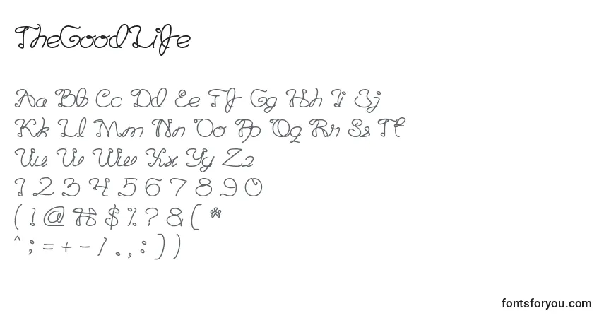 Schriftart TheGoodLife – Alphabet, Zahlen, spezielle Symbole