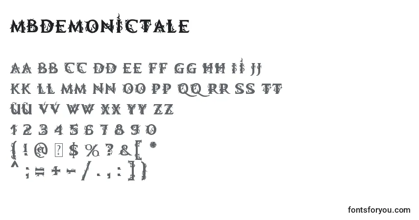 Schriftart MbDemonicTale – Alphabet, Zahlen, spezielle Symbole