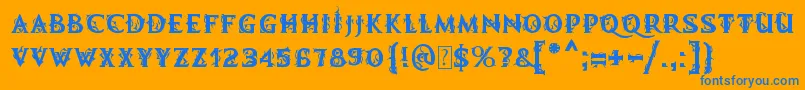 MbDemonicTale Font – Blue Fonts on Orange Background