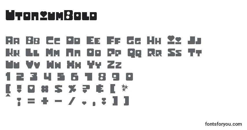 Шрифт UtoniumBold – алфавит, цифры, специальные символы