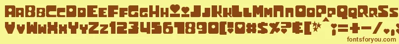 フォントUtoniumBold – 茶色の文字が黄色の背景にあります。