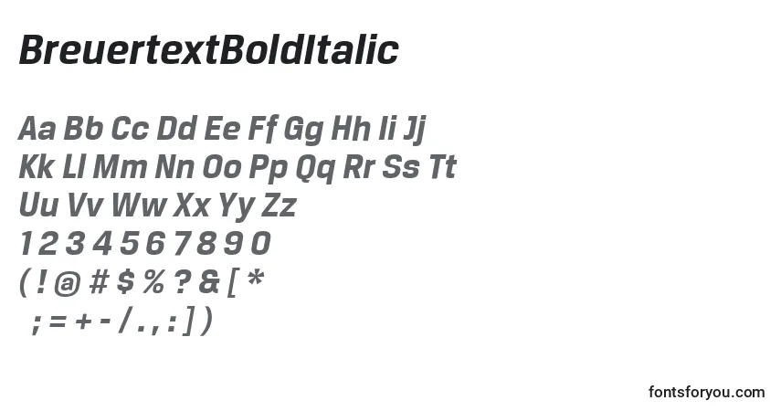 Fuente BreuertextBoldItalic - alfabeto, números, caracteres especiales