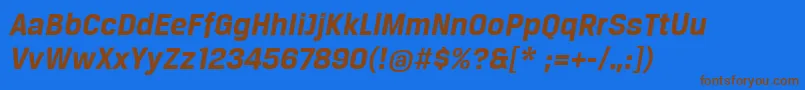 BreuertextBoldItalic Font – Brown Fonts on Blue Background