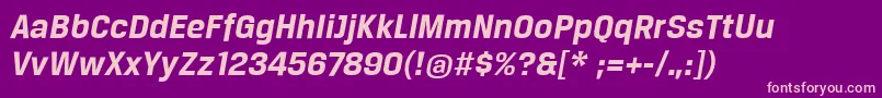 BreuertextBoldItalic-fontti – vaaleanpunaiset fontit violetilla taustalla