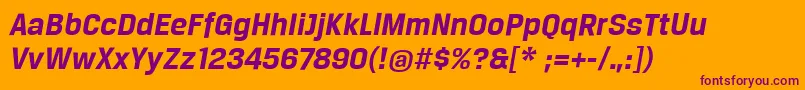 BreuertextBoldItalic-fontti – violetit fontit oranssilla taustalla