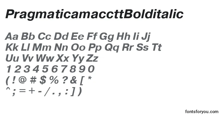 A fonte PragmaticamaccttBolditalic – alfabeto, números, caracteres especiais