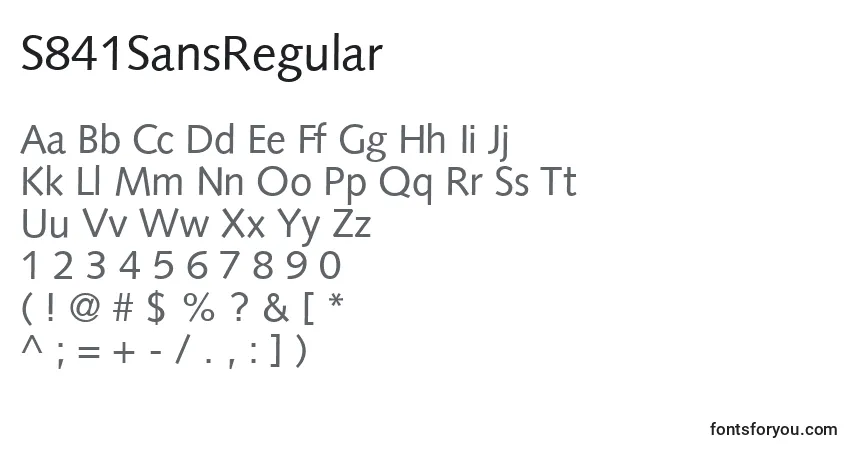Schriftart S841SansRegular – Alphabet, Zahlen, spezielle Symbole