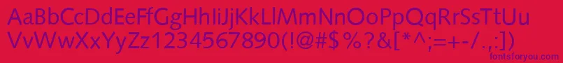 S841SansRegular Font – Purple Fonts on Red Background