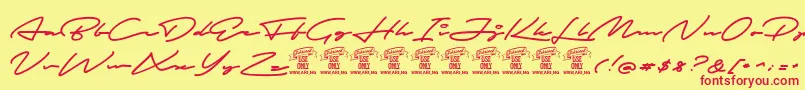 AutografPersonaluseonly Font – Red Fonts on Yellow Background