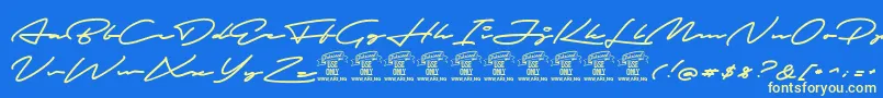 Шрифт AutografPersonaluseonly – жёлтые шрифты на синем фоне