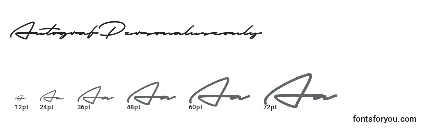 Размеры шрифта AutografPersonaluseonly