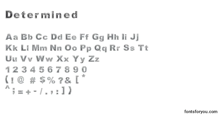 Schriftart Determined – Alphabet, Zahlen, spezielle Symbole