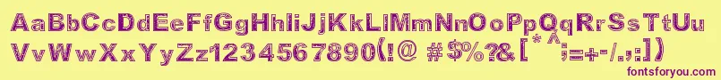 Determined Font – Purple Fonts on Yellow Background