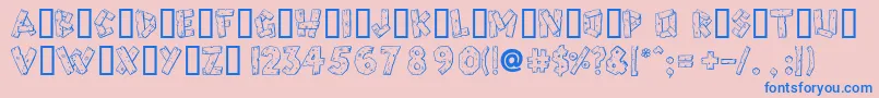 Woody Font – Blue Fonts on Pink Background