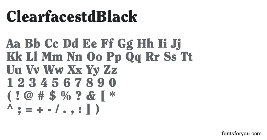 A fonte ClearfacestdBlack – alfabeto, números, caracteres especiais