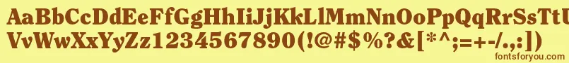 フォントClearfacestdBlack – 茶色の文字が黄色の背景にあります。