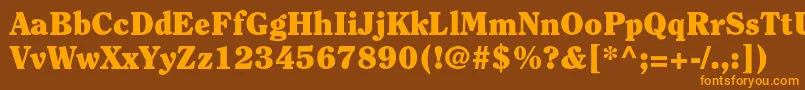 フォントClearfacestdBlack – オレンジ色の文字が茶色の背景にあります。