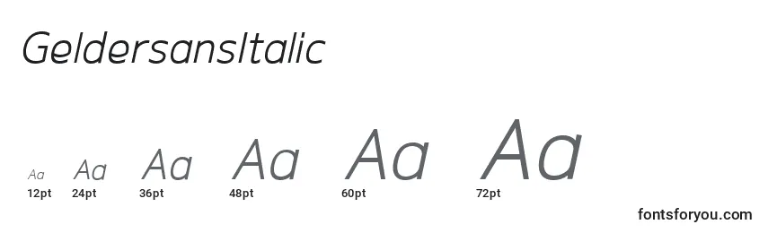 Размеры шрифта GeldersansItalic