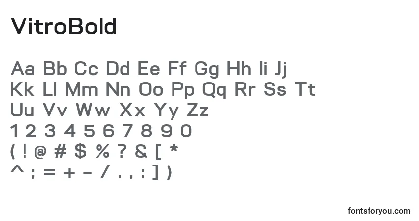 A fonte VitroBold – alfabeto, números, caracteres especiais