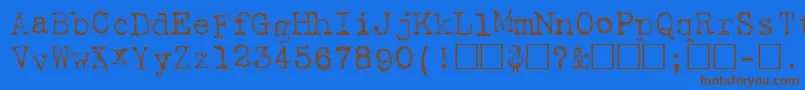 フォントHartingPlain – 茶色の文字が青い背景にあります。